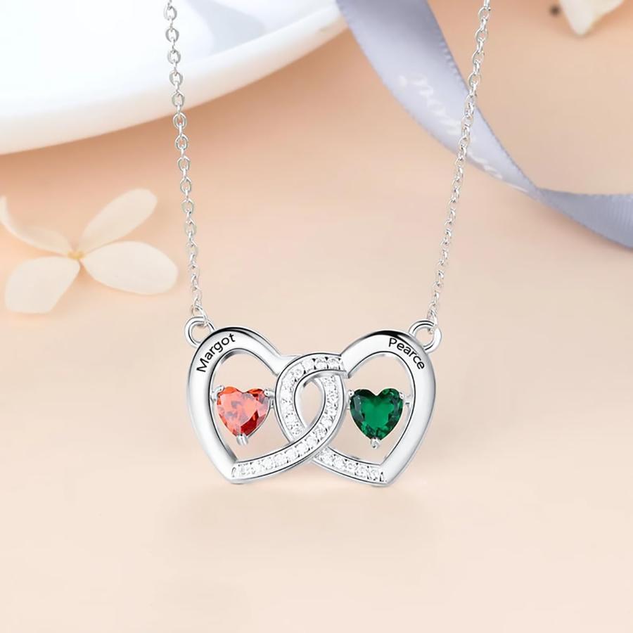 【並行輸入品】Rikelus Personalized 1 5 Birthstones Necklace for Women Mom Wifeの画像