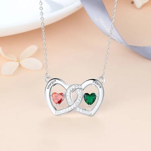 【並行輸入品】Rikelus Personalized 1 5 Birthstones Necklace for Women Mom Wifeの画像