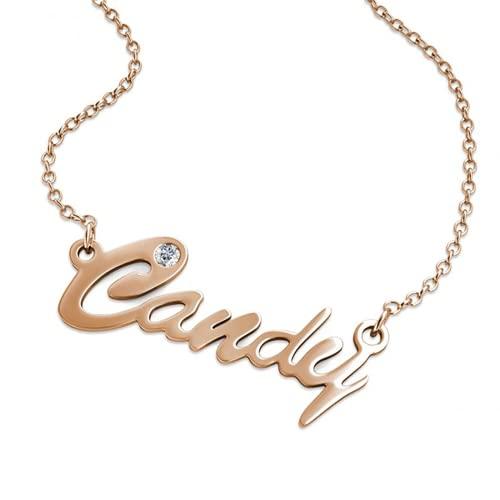 【並行輸入品】Rikelus 10K 14K 18K Gold Personalized Nameplate Diamond Necklaceの画像
