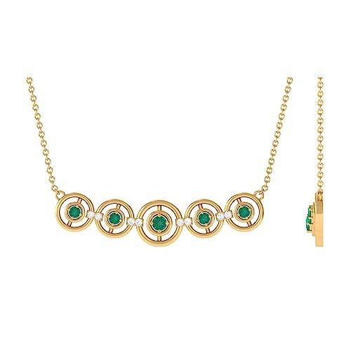 【並行輸入品】Natural Emerald Bar Necklace For Women， Emerald Contemporary Pen