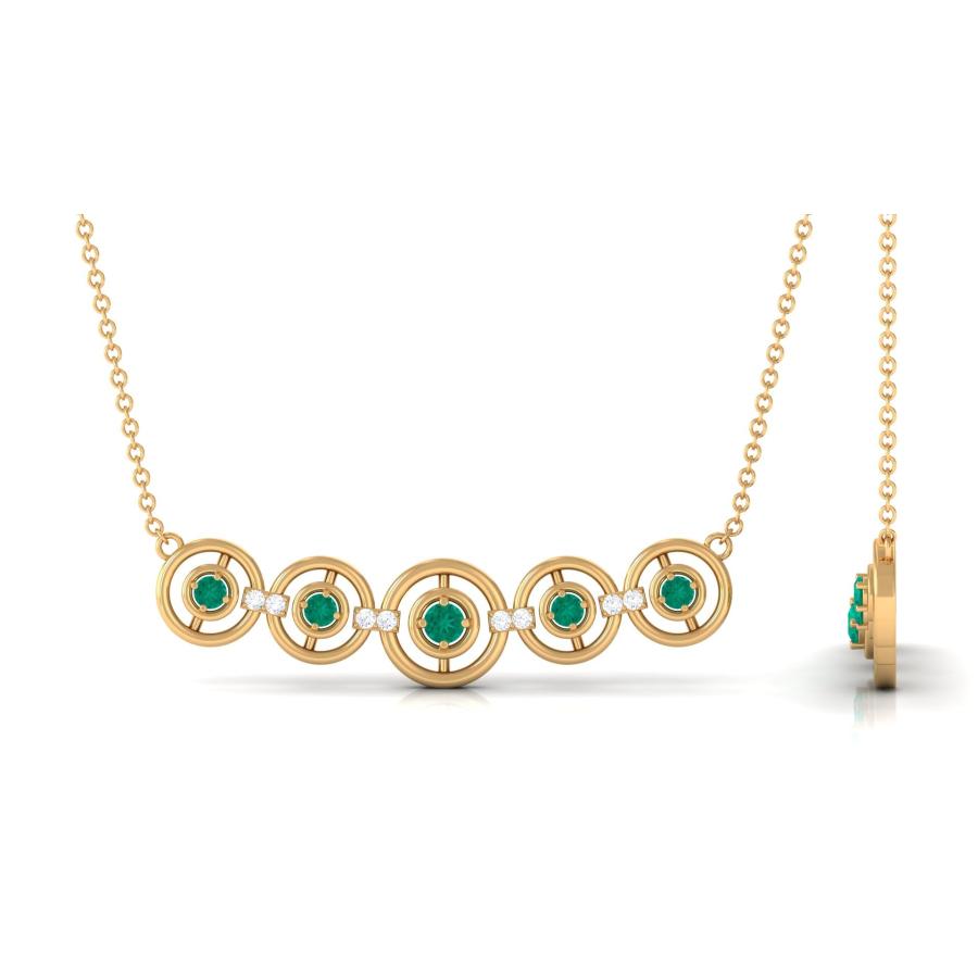 【並行輸入品】Natural Emerald Bar Necklace For Women， Emerald Contemporary Pen