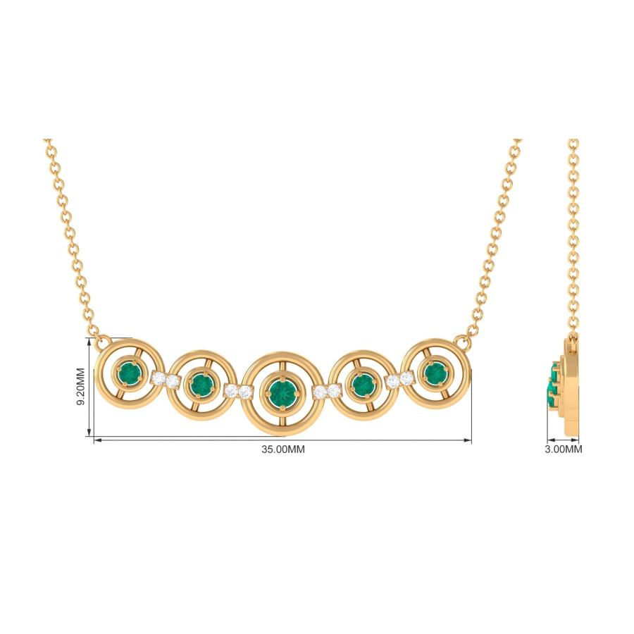 【並行輸入品】Natural Emerald Bar Necklace For Women， Emerald Contemporary Pen