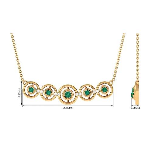 【並行輸入品】Natural Emerald Bar Necklace For Women， Emerald Contemporary Pen