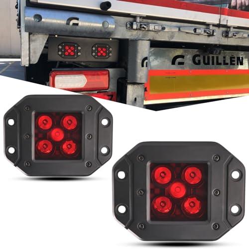 【並行輸入品】PKEDUO 5inch Cube Flush Mount LED Pods 25W Red Backup Reverse Liの画像