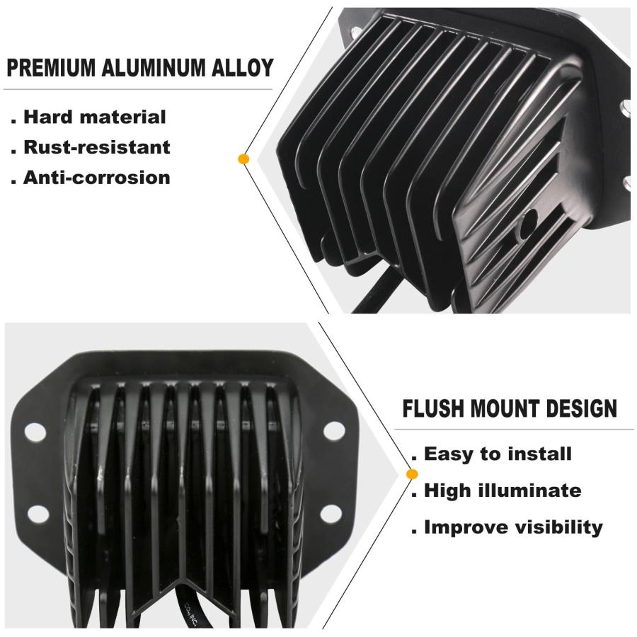 【並行輸入品】PKEDUO 5inch Cube Flush Mount LED Pods 25W Red Backup Reverse Liの画像