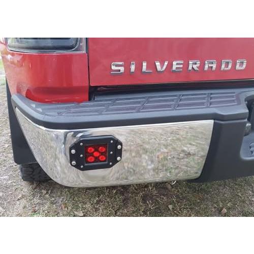 【並行輸入品】PKEDUO 5inch Cube Flush Mount LED Pods 25W Red Backup Reverse Liの画像