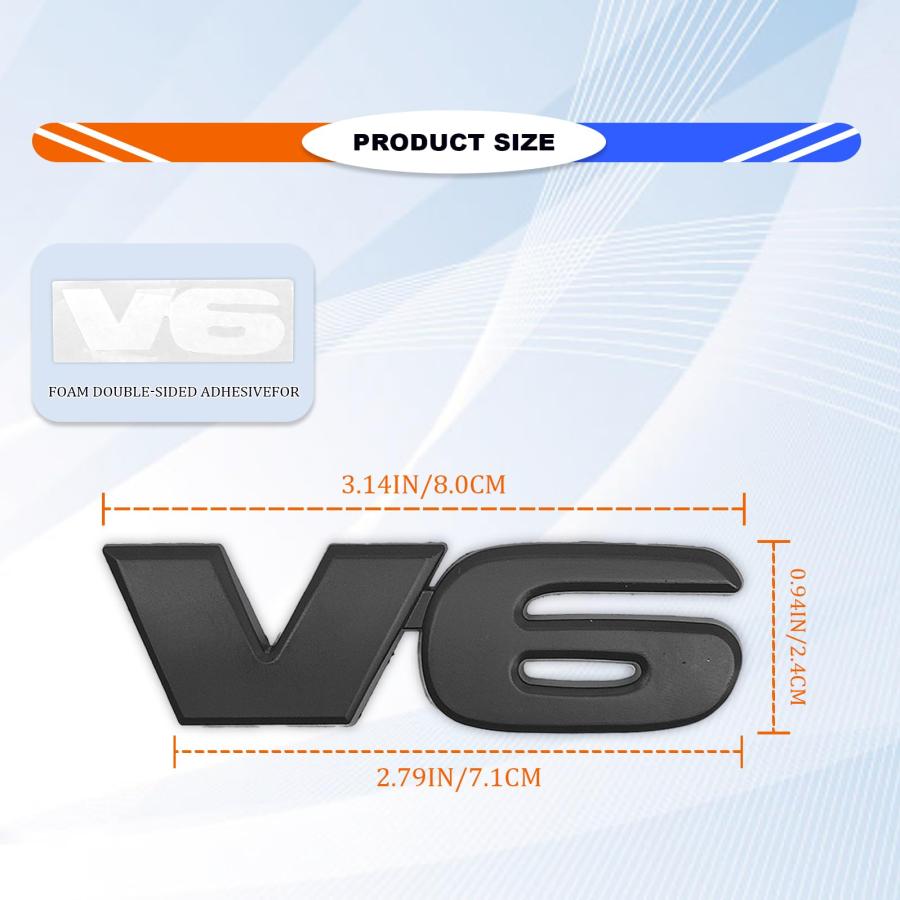 【並行輸入品】Universal v6 Decal Blackout Emblem Sticker, 3D Raised ABS Badgeの画像