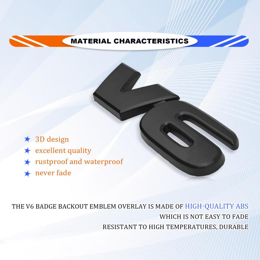 【並行輸入品】Universal v6 Decal Blackout Emblem Sticker, 3D Raised ABS Badgeの画像