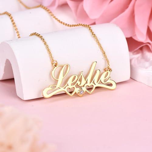 【並行輸入品】Solid 14K Gold Name Plate Necklaces for Women,10K 18K Personalizの画像