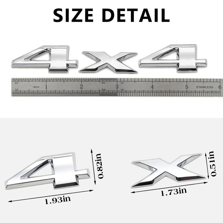 【並行輸入品】VIVFAN 2PCS Chrome 4X4 Black Metal Emblem Sticker Badge Decal Feの画像