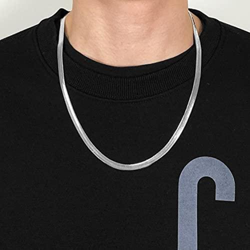 【並行輸入品】heiheiyo Flat Snake Chain Simple Statement Alloy Choker Silver N_7