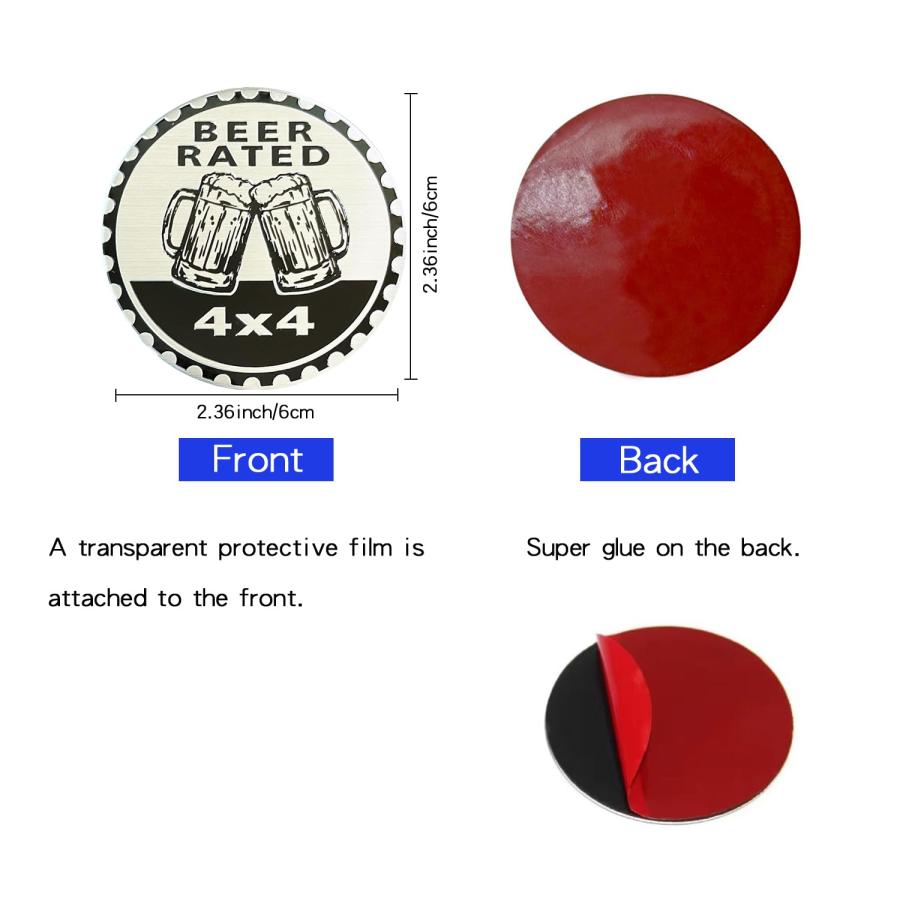 【並行輸入品】2 PCS Beer Badge Rated Car Emblem, 4 x 4 Metal Automotive Badge,の画像