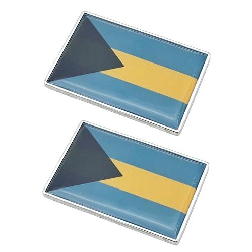 【並行輸入品】2枚 北と南アメリカの国旗 カーステッカー クロームデカール 2 x 2インチ メタルトラックステッカー 愛国的な車のエンブレムの画像