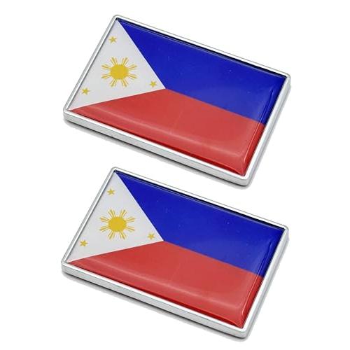 【並行輸入品】2 Pcs 3D Philippines Filipinos Flag Metal Car Stickers Chrome Deの画像