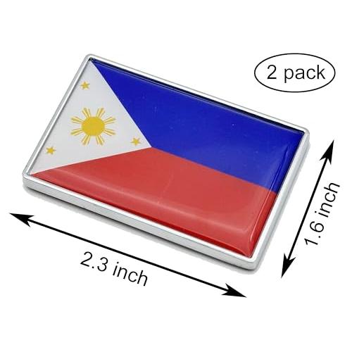 【並行輸入品】2 Pcs 3D Philippines Filipinos Flag Metal Car Stickers Chrome Deの画像
