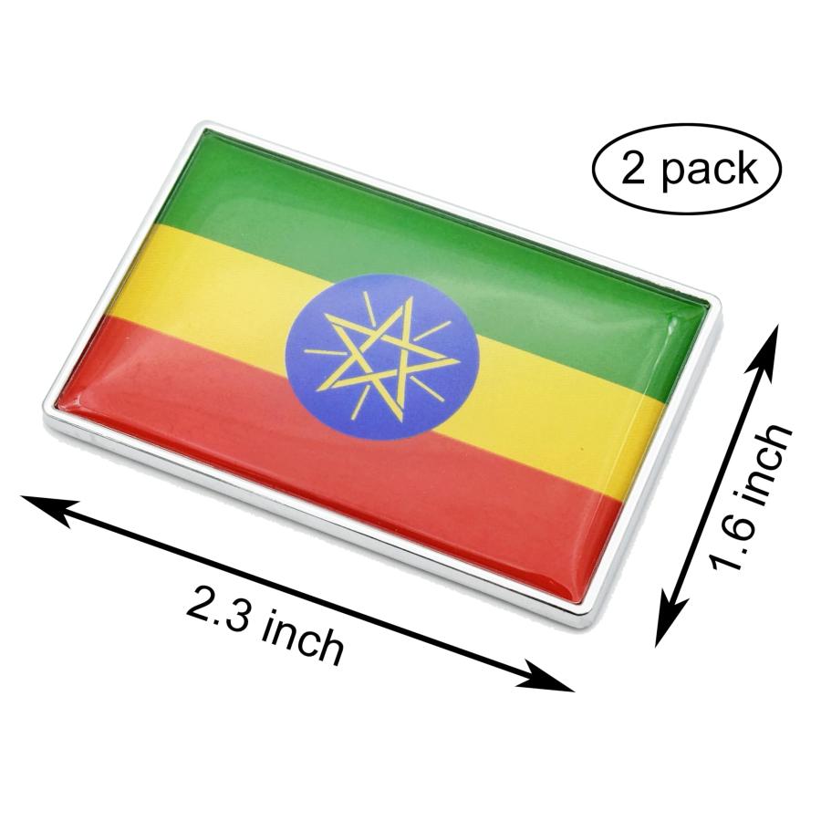 【並行輸入品】2 Pcs 3D Ethiopia Ethiopians Flag Metal Car Stickers Chrome Decaの画像