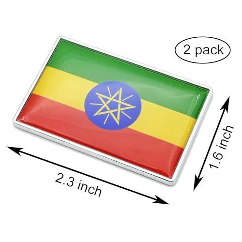 【並行輸入品】2 Pcs 3D Ethiopia Ethiopians Flag Metal Car Stickers Chrome Decaの画像