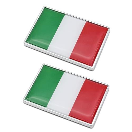 【並行輸入品】2 Pcs 3D Italy Italian Flag Metal Car Stickers Chrome Decals,2.3の画像