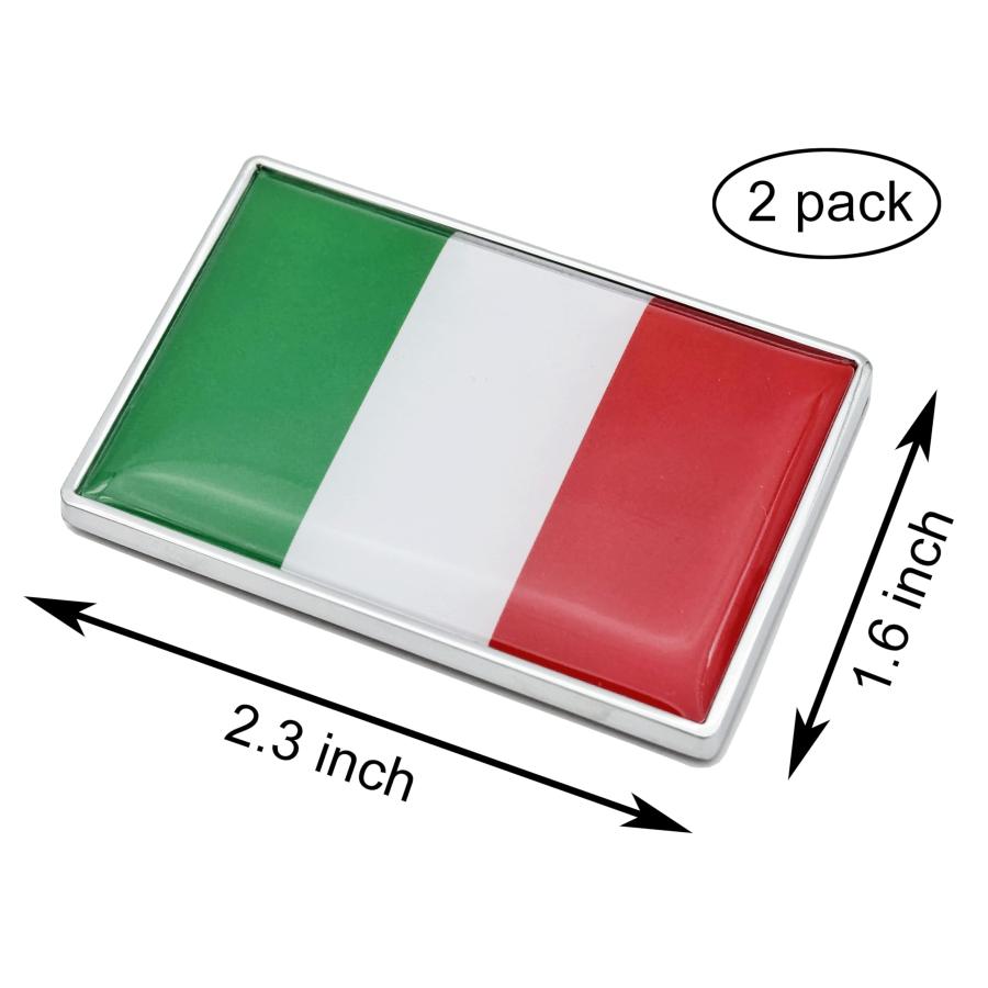 【並行輸入品】2 Pcs 3D Italy Italian Flag Metal Car Stickers Chrome Decals,2.3の画像