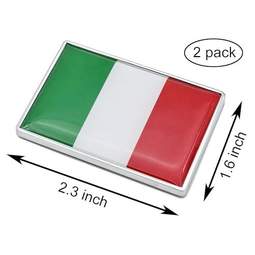 【並行輸入品】2 Pcs 3D Italy Italian Flag Metal Car Stickers Chrome Decals,2.3の画像