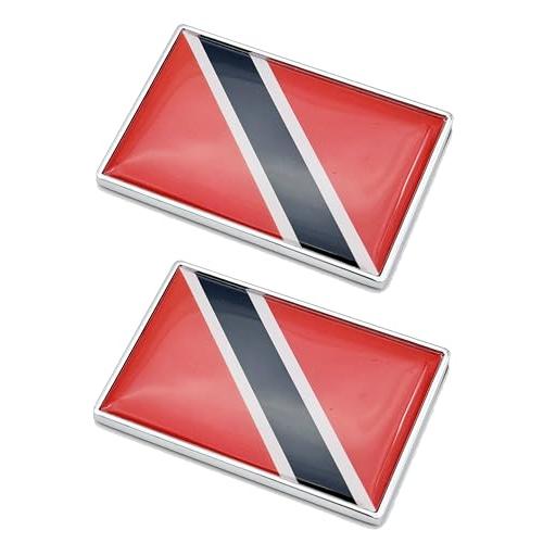 【並行輸入品】2 Pcs 3D Trinidad Trinidadians Flag Metal Car Stickers Chrome Deの画像