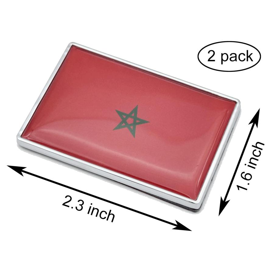 【並行輸入品】2 Pcs 3D Morocco Moroccans Flag Metal Car Stickers Chrome Decalsの画像