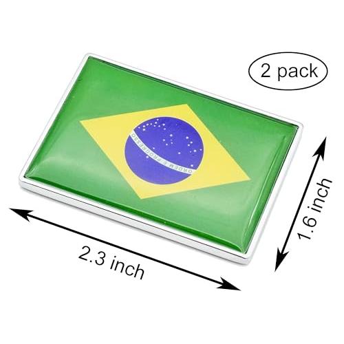 【並行輸入品】ブラジル国旗 カーステッカー クロムデカール 2.3 x 1.6インチ 金属製 トラックステッカー 愛国的な車のエンブレム 2枚の画像