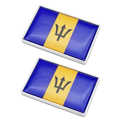 【並行輸入品】2 Pcs 3D Barbados Barbadians Flag Metal Car Stickers Chrome Decaの画像