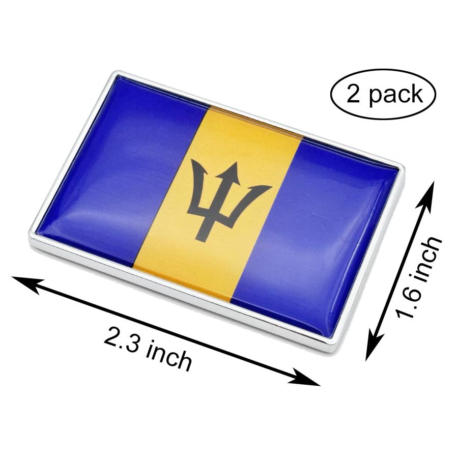 【並行輸入品】2 Pcs 3D Barbados Barbadians Flag Metal Car Stickers Chrome Decaの画像