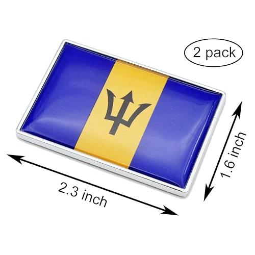 【並行輸入品】2 Pcs 3D Barbados Barbadians Flag Metal Car Stickers Chrome Decaの画像