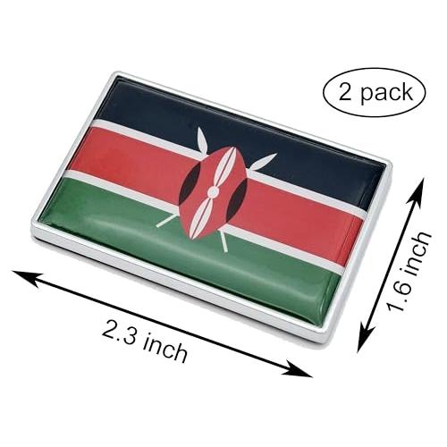 【並行輸入品】2枚 ケニア ケニア国旗 カーステッカー クロームデカール 2.3 x 1.6インチ 金属製トラックステッカー 愛国的な車のエンブの画像