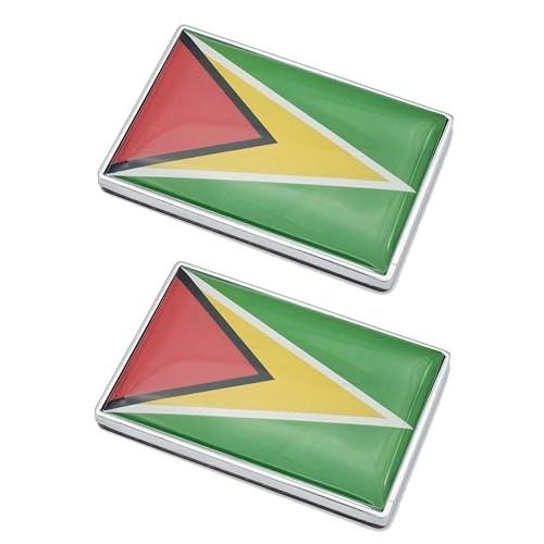 【並行輸入品】2 Pcs 3D Guyana Guyanese Flag Metal Car Stickers Chrome Decals,2の画像