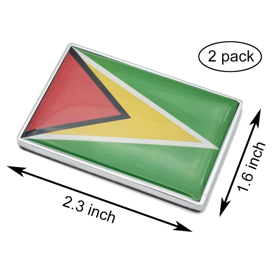 【並行輸入品】2 Pcs 3D Guyana Guyanese Flag Metal Car Stickers Chrome Decals,2の画像
