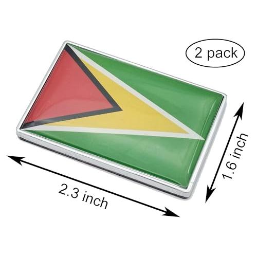 【並行輸入品】2 Pcs 3D Guyana Guyanese Flag Metal Car Stickers Chrome Decals,2の画像