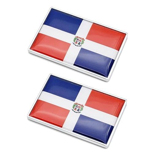 【並行輸入品】2枚 ドミニカのドミニカ国旗カーステッカー クロームデカール 2.3 x 1.6インチ メタルトラックステッカー 愛国的な車のエンの画像