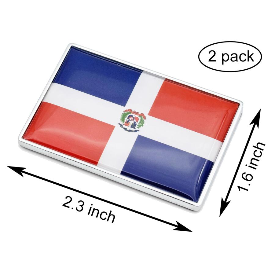 【並行輸入品】2枚 ドミニカのドミニカ国旗カーステッカー クロームデカール 2.3 x 1.6インチ メタルトラックステッカー 愛国的な車のエンの画像