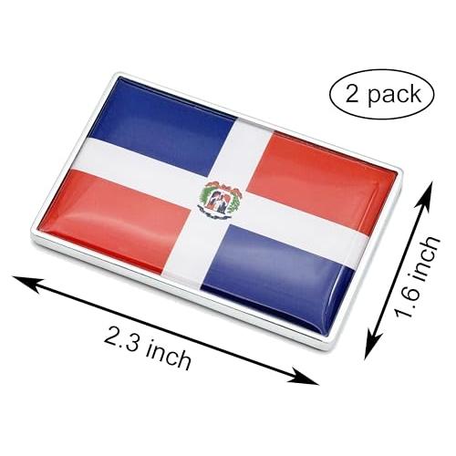 【並行輸入品】2枚 ドミニカのドミニカ国旗カーステッカー クロームデカール 2.3 x 1.6インチ メタルトラックステッカー 愛国的な車のエンの画像