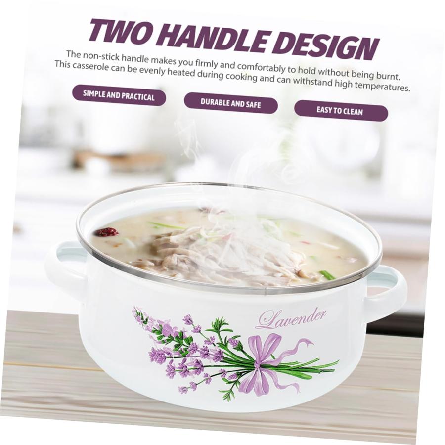 【並行輸入品】Ciieeo 1 Set Enamel Amphora Soup Pot Steamer Cookware Enamel Potの画像