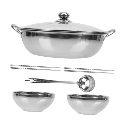 【並行輸入品】BIUDECO 1 Set Stainless Steel Mandarin Duck Pot Shabu Pot with Dの画像