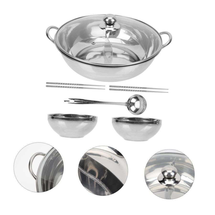 【並行輸入品】BIUDECO 1 Set Stainless Steel Mandarin Duck Pot Shabu Pot with Dの画像