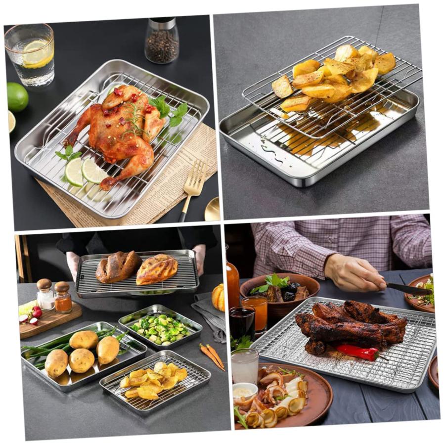 【並行輸入品】BESPORTBLE 1 Set Grill Baking Pan Roasting Pan Stainless Steel Sの画像