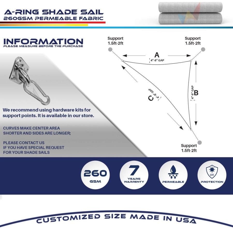 【並行輸入品】Windscreen4less 24' x 28' x 28' Sun Shade Sail Triangle A Ring Oの画像
