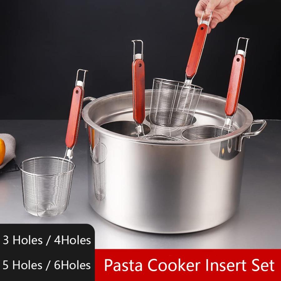【並行輸入品】ステンレス製パスタクッカーインサートセット、パスタスチーマーポット、ストレーナー バスケット調理器具、家庭用マルチポット、キッチン_3