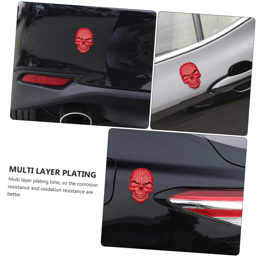 HEALEEP 3 Pcs Skull Car Sticker Metal Skull Car Badges Halloween 並行輸入品｜best-style｜07