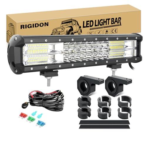 並行輸入品】RIGIDON 15 インチ 216W ライトバー 3 列フラッドスポット 