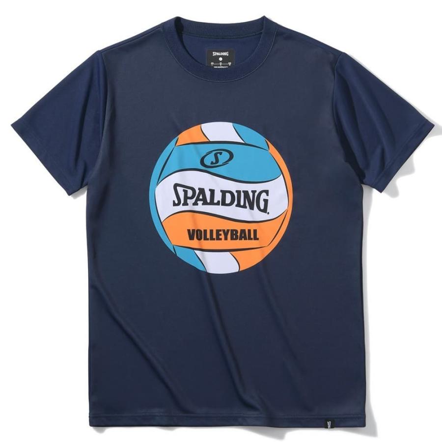 バレーボールウェア 半袖 Tシャツ 吸水速乾機能 UVカット スポルディング ボールプリント SMT20740 男女兼用 SMT20740