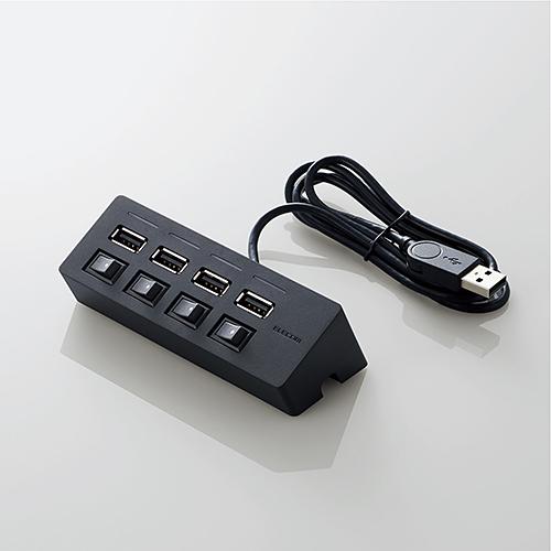 USBハブ エレコム U2H-TZS428SBK 機能主義USBハブスイッチ付 ACアダプタ付 ブラック｜best-tecc