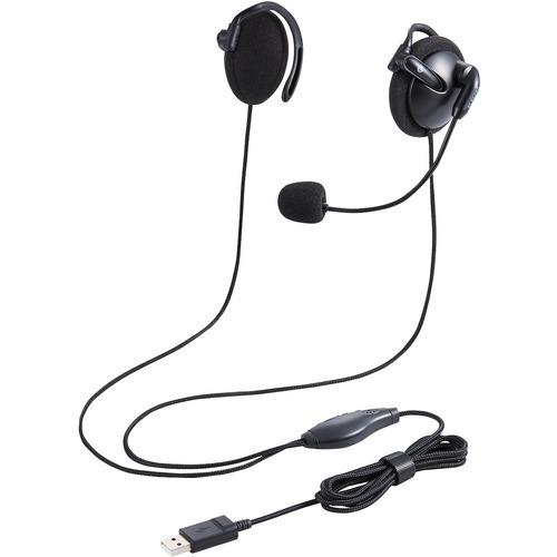 エレコム HS-EH02UBK 有線ヘッドセット 耳掛け型 USB 両耳 ブラック｜best-tecc