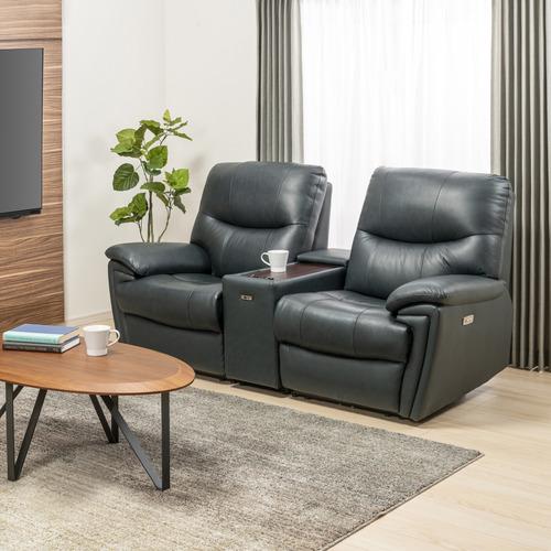 ヤマダオリジナル 電動リクライニングソファ＋「YES140001NV2Pセンターユニットセット」 幅192cm 3人掛け 本革 ネイビー
