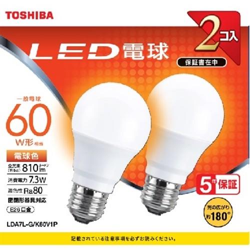 TOSHIBA（東芝） LDA7L-G／K60V1P LED電球 広配光 電球色 60W形相当 2